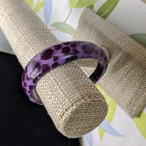 Vintage Purple Spotted Bangle, Asymmetrical, Resin Or Acrylic